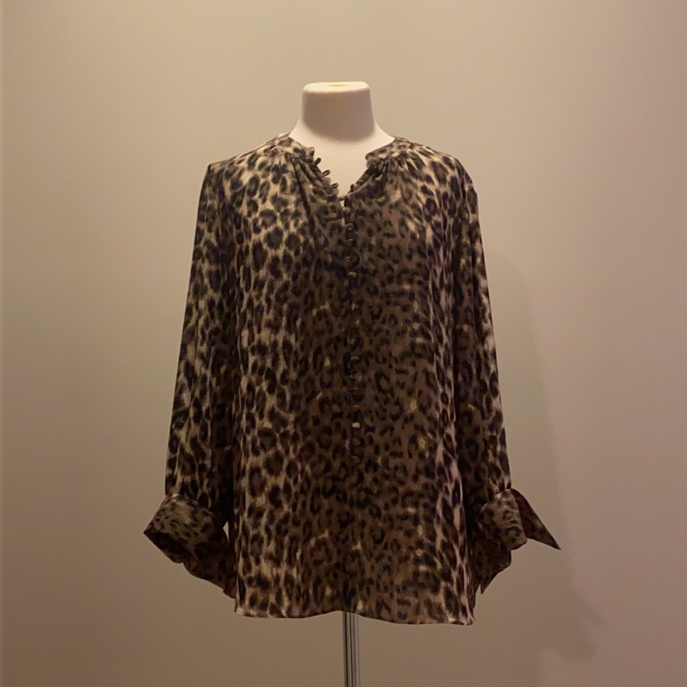 Rachel Zoe Size L Cheetah Blouse